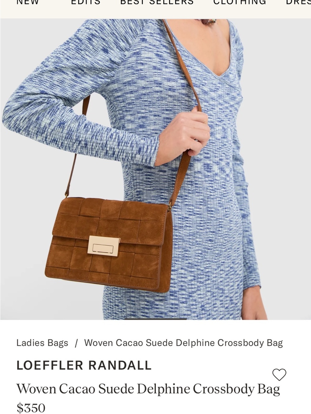 Loeffler Randall Woven Cacao Suede Delphine Crossbody Bag - Picture 2 of 3